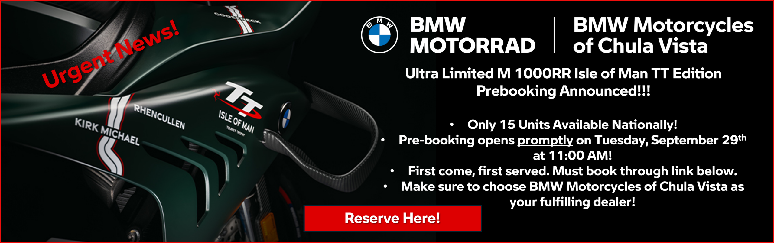Reserve the limited BMW M 1000 RR Isle of Man TT Edition.